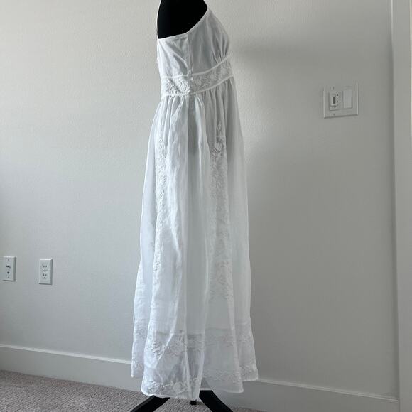 J Crew Embroidered Midi Dress In Ramie Tall 8 White Sheer Boho Cottage - Picture 5 of 13